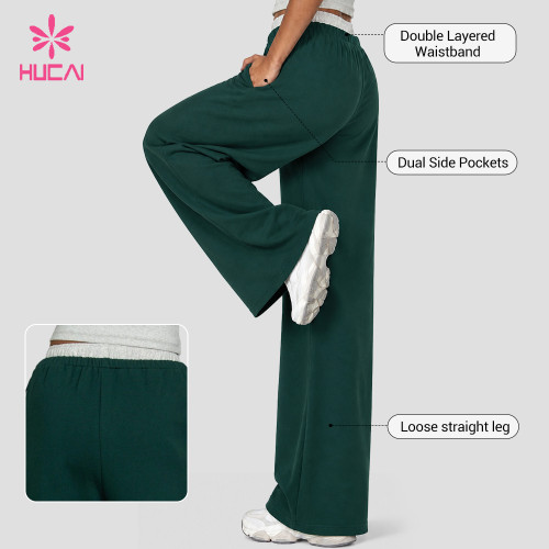 Custom Wide Leg Sweatpants with Double Layer Waistband - ODM Service