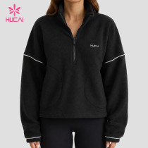 Custom Quarter Zip Fleece Jacket with Drop Shoulder for Activewear Brands