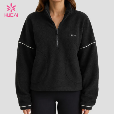Custom Quarter Zip Fleece Jacket with Drop Shoulder for Activewear Brands
