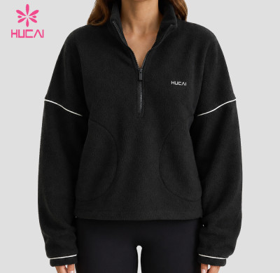 Custom Quarter Zip Fleece Jacket with Drop Shoulder for Activewear Brands