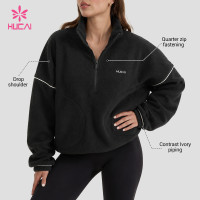 Custom Quarter Zip Fleece Jacket with Drop Shoulder for Activewear Brands