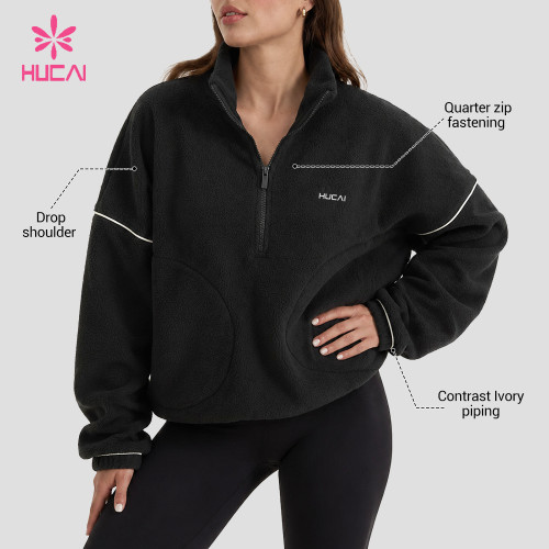 Custom Quarter Zip Fleece Jacket with Drop Shoulder for Activewear Brands
