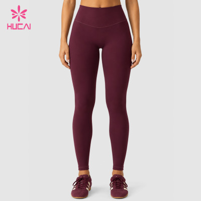 Custom Full Length High Rise Leggings with Double Layer Waist - OEM and ODM Supply