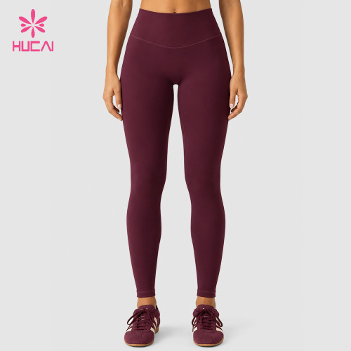Custom Full Length High Rise Leggings with Double Layer Waist - OEM and ODM Supply