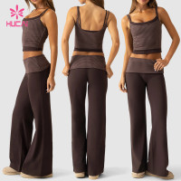 Custom Wide Leg Lounge Leggings with Fold Over Waistband - Bulk and Private Label Orders