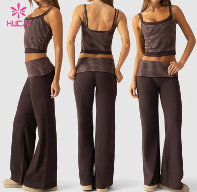 Custom Wide Leg Lounge Leggings with Fold Over Waistband - Bulk and Private Label Orders