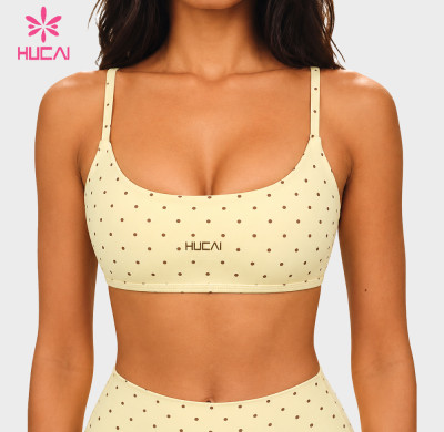 Custom Polka Dot Adjustable Strap Sports Bra - Private Label Supply