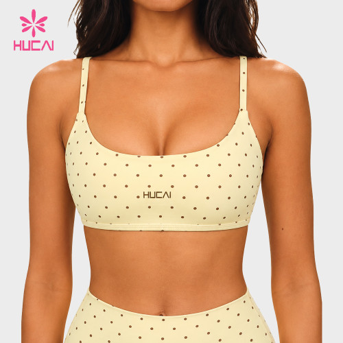 Custom Polka Dot Adjustable Strap Sports Bra - Private Label Supply