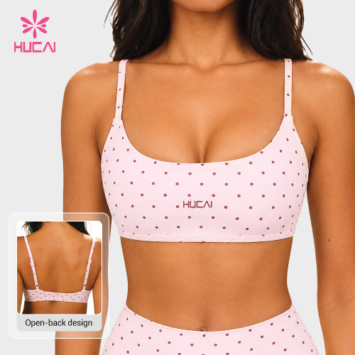 Custom Polka Dot Adjustable Strap Sports Bra - Private Label Supply