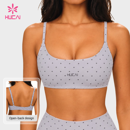 Custom Polka Dot Adjustable Strap Sports Bra - Private Label Supply