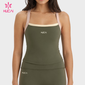 Custom Colour Block Longline Sports Bra Top with Cross Back for Brands