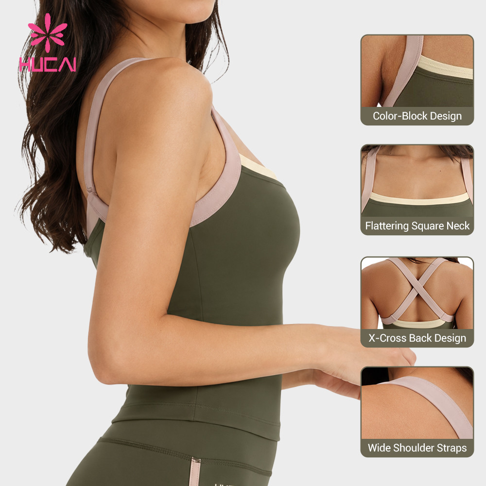 Longline bra top neckline and strap detail