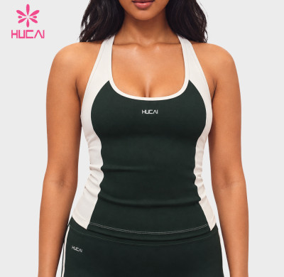 Custom Colour Block Racerback Longline Tank for Private Label Brands