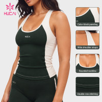 Custom Colour Block Racerback Longline Tank for Private Label Brands