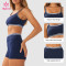 Custom Retro Stripe Bra and High Waist Biker Shorts Set for Gym Labels