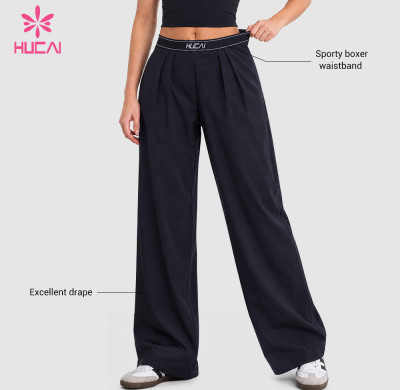 Custom Wide Leg Baggy Pants with Elastic Logo Waistband - OEM Program