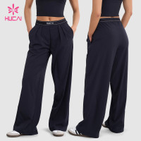 Custom Wide Leg Baggy Pants with Elastic Logo Waistband - OEM Program