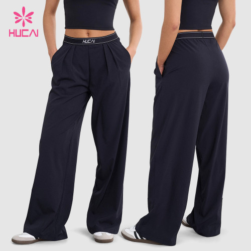 Custom Wide Leg Baggy Pants with Elastic Logo Waistband - OEM Program