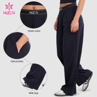 Custom Wide Leg Baggy Pants with Elastic Logo Waistband - OEM Program