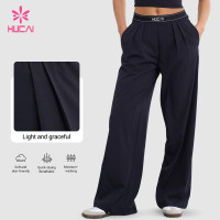 Custom Wide Leg Baggy Pants with Elastic Logo Waistband - OEM Program