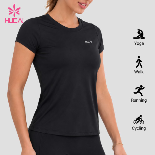 Custom Women's Short Sleeve Crew Neck Training T-Shirt for Fitness Brands