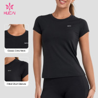 Custom Women's Short Sleeve Crew Neck Training T-Shirt for Fitness Brands