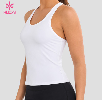 Custom Women's Scoop Neck Racerback Tank Top with Wide Straps for Gym Brands