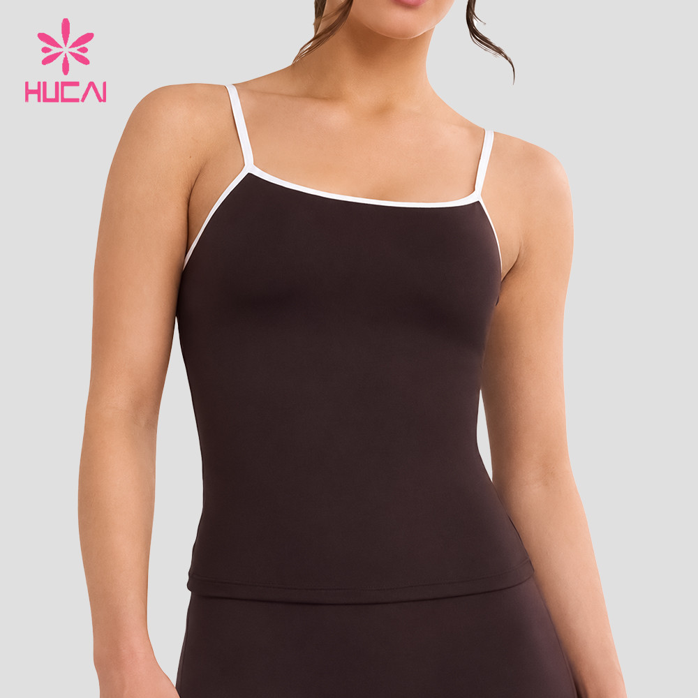 Women's contrast trim cami in espresso, front view
