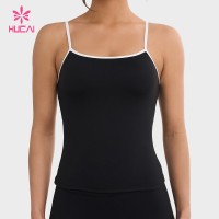 Custom Women's Contrast Trim Cami Tank Top with Built-in Bra for Labels
