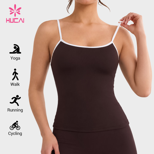 Custom Women's Contrast Trim Cami Tank Top with Built-in Bra for Labels