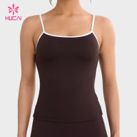Custom Women's Contrast Trim Cami Tank Top with Built-in Bra for Labels