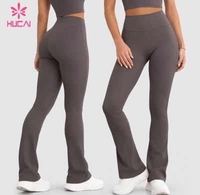Custom High Waist Flared Pants with Clean Front Panel - Private Label