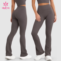 Custom High Waist Flared Pants with Clean Front Panel - Private Label