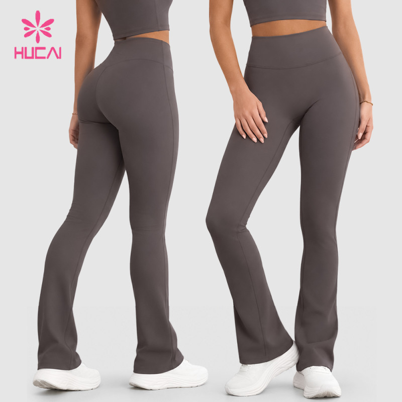 Custom High Waist Flared Pants with Clean Front Panel - Private Label