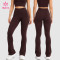 Custom High Waist Flared Pants with Clean Front Panel - Private Label