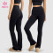 Custom High Waist Flared Pants with Clean Front Panel - Private Label