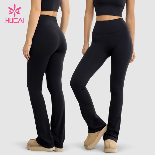 Custom High Waist Flared Pants with Clean Front Panel - Private Label