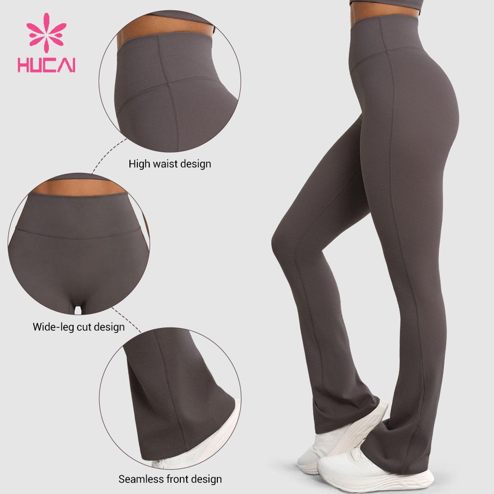 Custom flared pants front view with high waist and clean front panel callouts