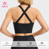 Custom Printed Animal Print Sports Bra with Cross Back for Labels