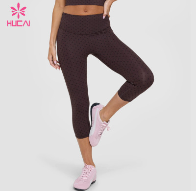 Custom Polka Dot Capri Leggings with High Waist for Private Label Activewear Brands