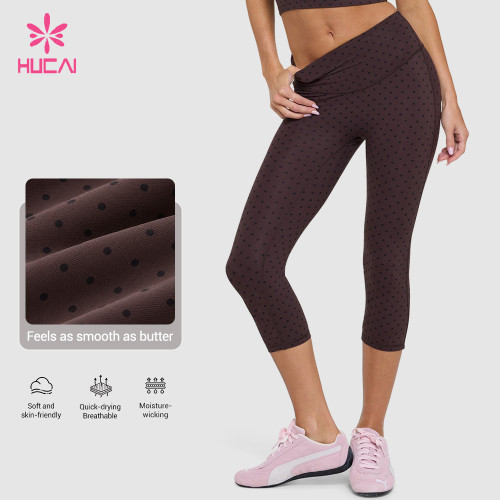 Custom Polka Dot Capri Leggings with High Waist for Private Label Activewear Brands