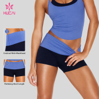 Custom Two Tone Fold Over Waist Booty Shorts for Private Label Brands