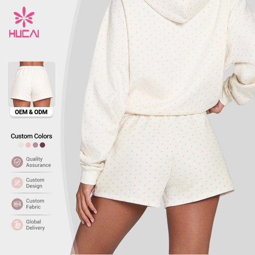Custom Printed Polka Dot Sweat Shorts for Women's Athleisure Brands