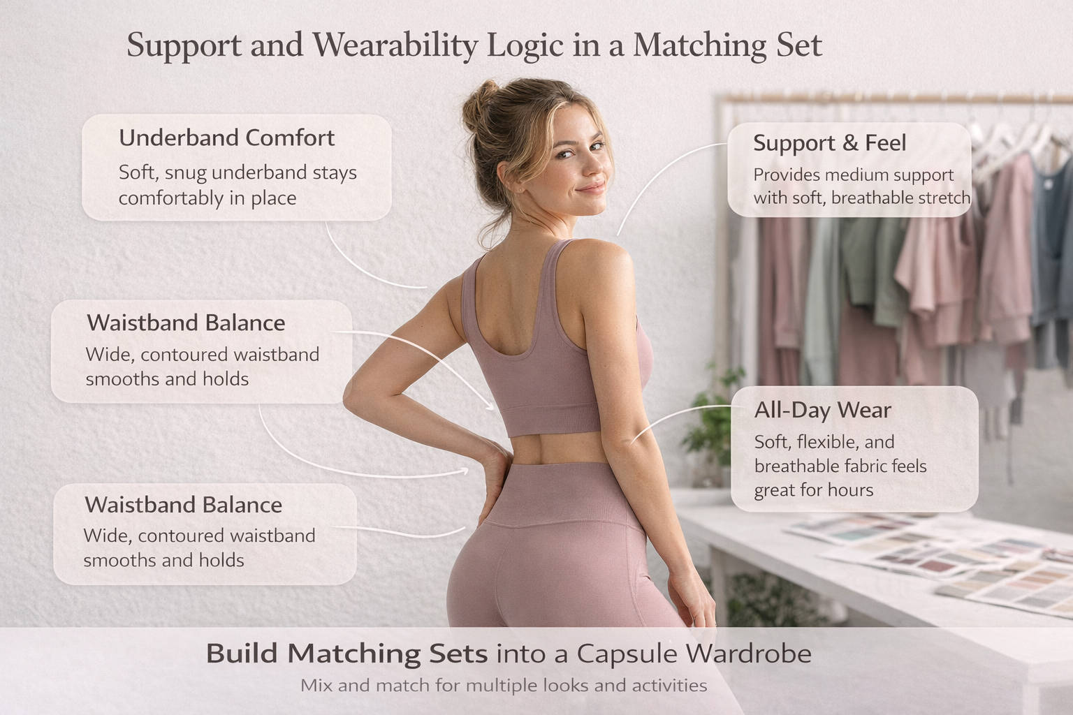 Support and wearability logic in a matching set