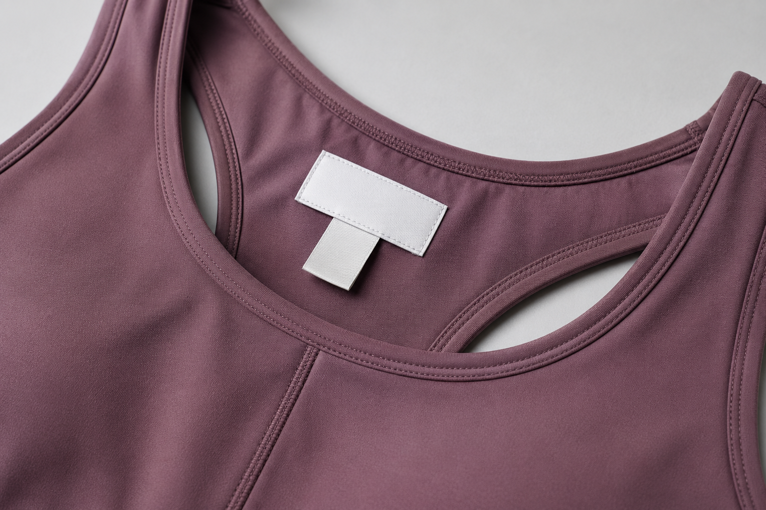 Sports bra woven label and care label placement