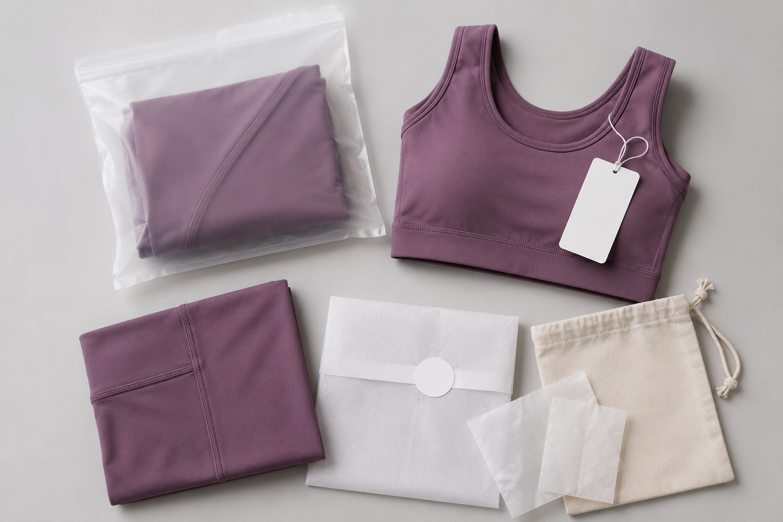 Sports bra hangtag and packaging detail