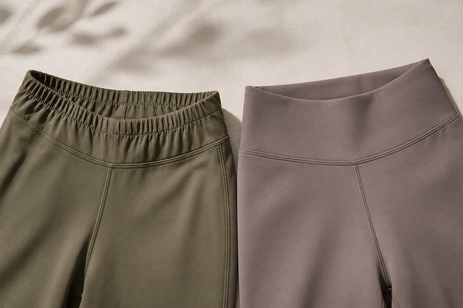 Leggings elastic or no-elastic waistband construction