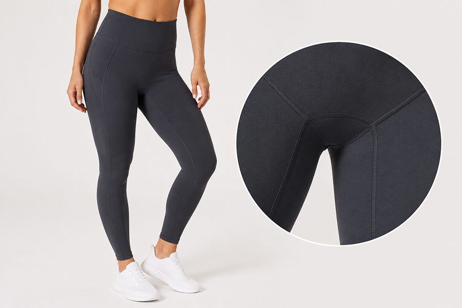 Leggings seam placement and chafe control