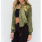 Ladies’Satin Tiger embroidered Bomber Jacket with cargo pocket women bomber