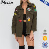Women raw edged cotton twill embroidery Patch Jacket custom patch jacket